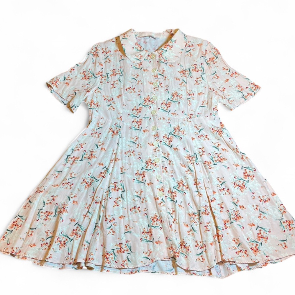 Zara Floral Peach Button-Up Blouse